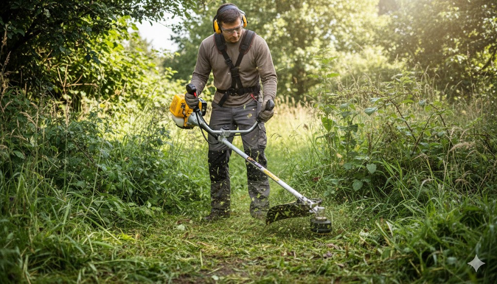 homem usando roçadeira vonder
